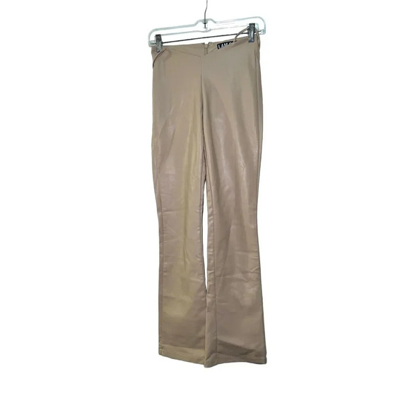 I AM GIA  Faux Leather waist tie up Pants in Tan Beige  size XXS - Picture 2 of 6